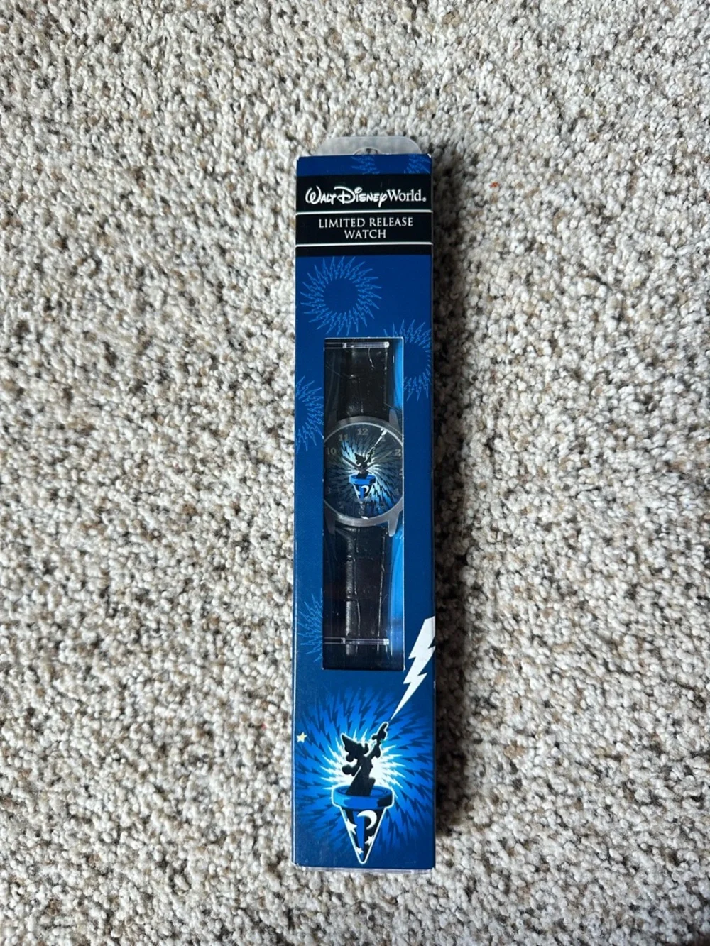 Disney Blue Graphic Dial Wristwatch with Black Strap